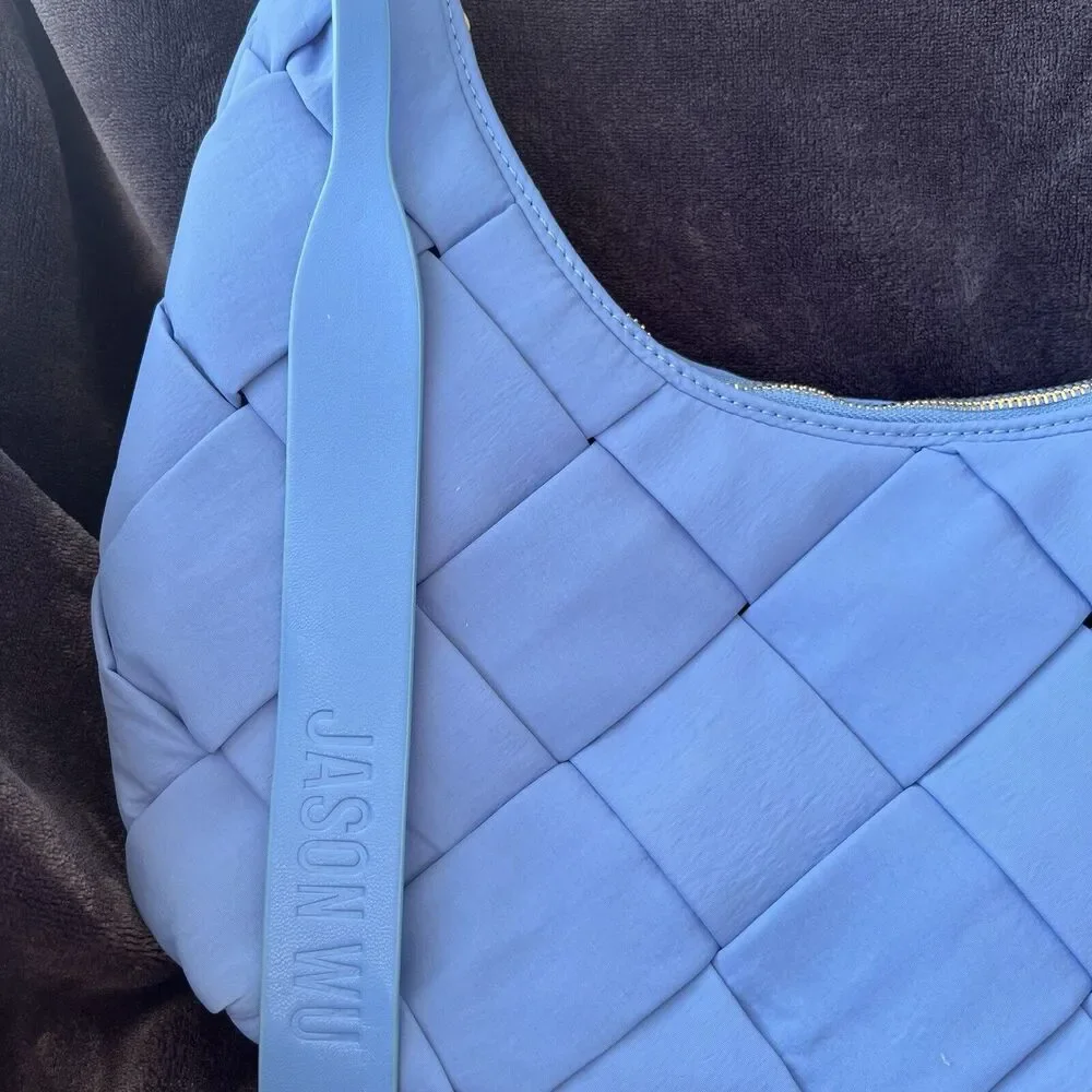 Jason‎ Wu Nylon Woven Hobo Shoulder Bag Vista Blue Half Moon Unique NWT $138